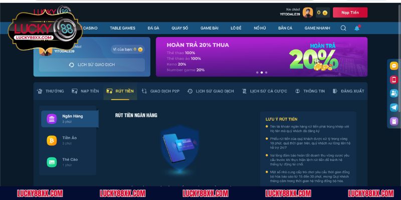 LUCKY88 – Thương hiệu đỉnh cao trong hành trình rút tiền không giới hạn