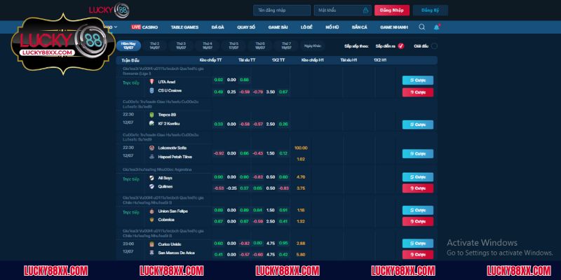 Ứng dụng tỷ lệ kèo bóng trên nền tảng LUCKY88 thể thao